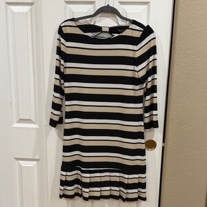 White House Black Market Striped Black and Cream Dress size medium